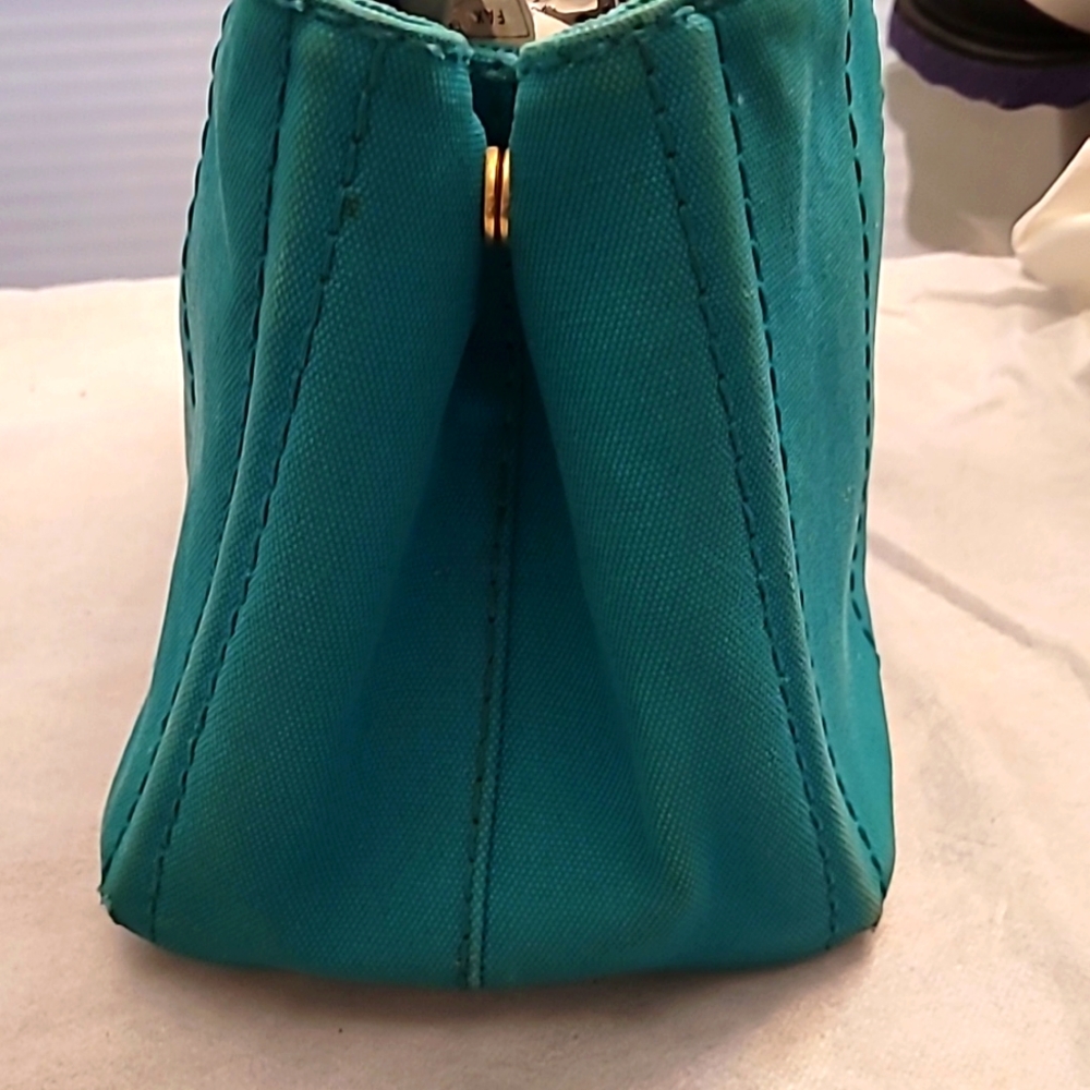 Prada Blue Canvas Tote Bag has Minor Wear - Picture 4 of 13